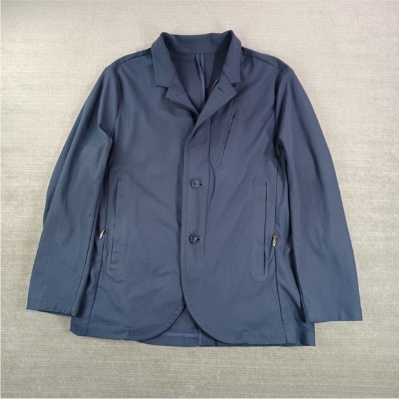 lululemon athletica Other - Lululemon Mens MWB Jacket Blazer Medium Blue Zip Up Button Front Stretch Pockets